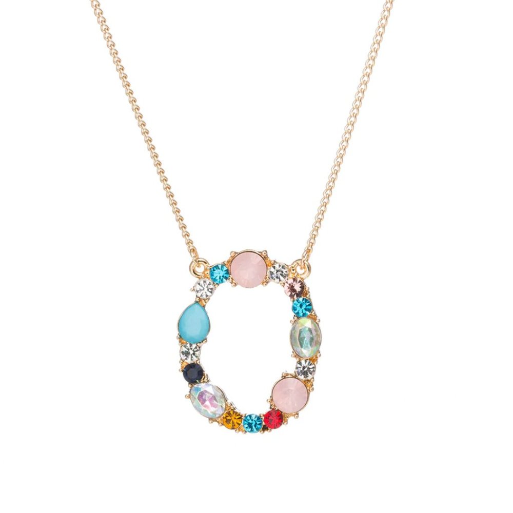 Multi Color Large Initial Letter "O" Name Necklace
